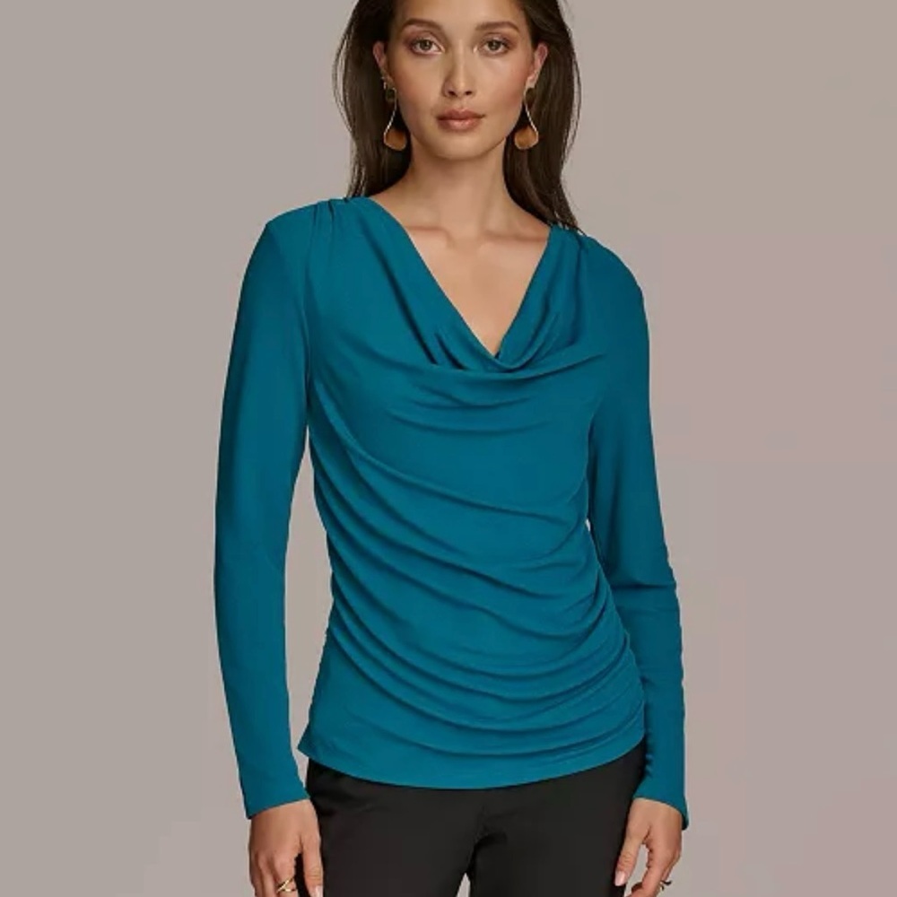 Donna Karan Aqua Cowl Neck Top • Size XS - Picture 8 of 8